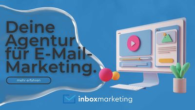 Ein E-Mail Marketing Banner und ein Computer mit Dashboards