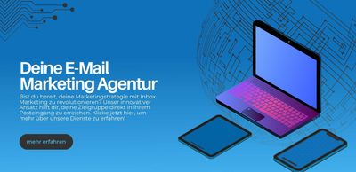Ein E-Mail Marketing Agentur Banner mit einem Laptop und einem Handy
