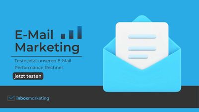 Ein Banner  mit einem geöffneten Briefumschlag, welcher zu unserem E-Mail Performance Rechner weiterleitet