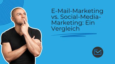 Ein junger Mann, welcher über den Vergleich zwischen E-Mail-Marketing und Social-Media-Marketing nachdenkt